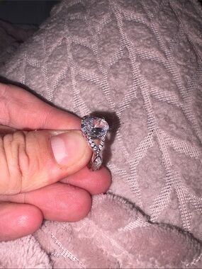 Infinity Band Oval Cut Moissanite Ring